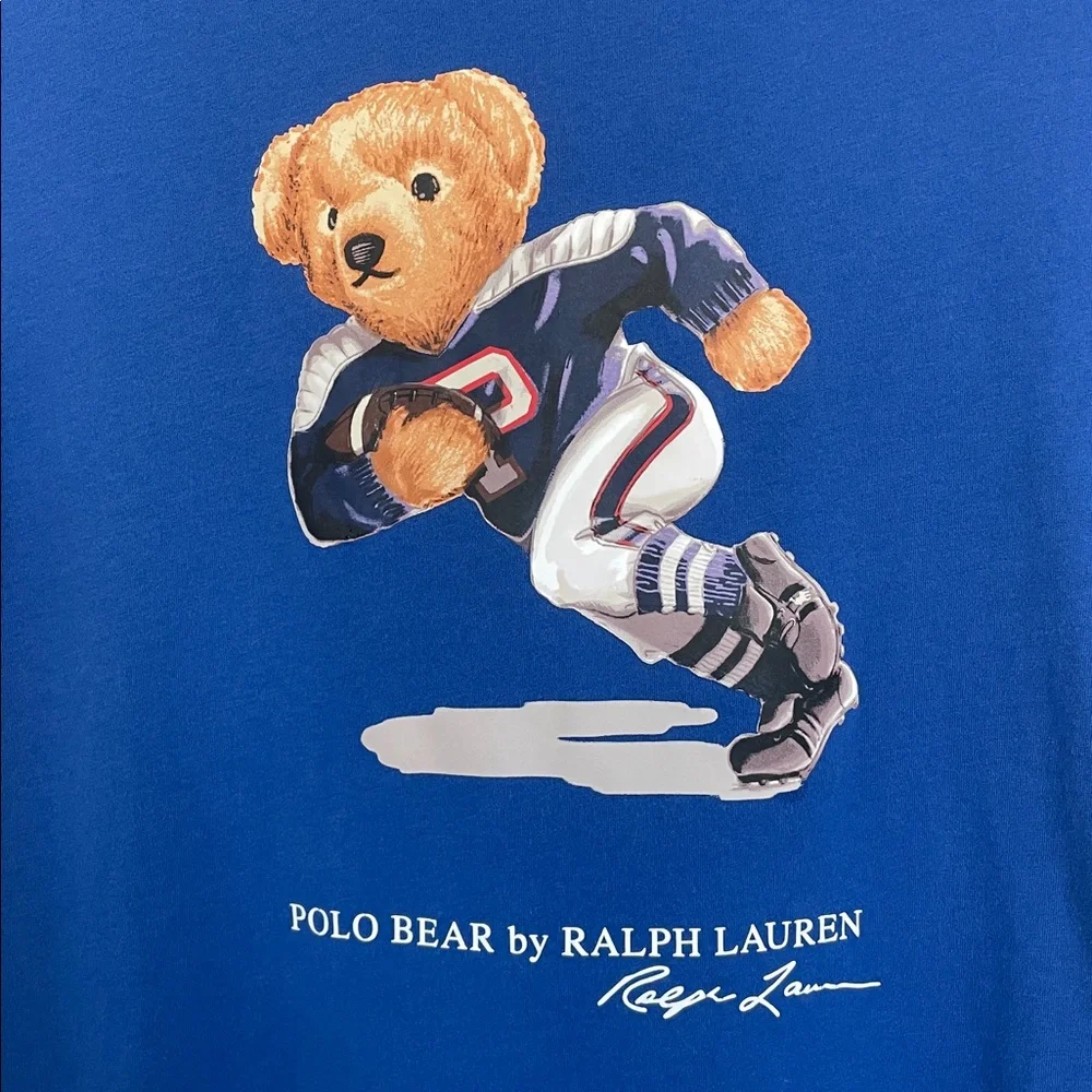 Ralph Lauren Blue Polo Bear Football Tee